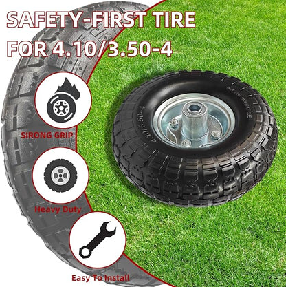 10" Replacement Tire and Wheel 4.10/3.50-4",10 inch Pneumatic Utility Tires for Gorilla Cart, Dolly, Hand Truck, Lawnmower, Garden Wagon with 5/8” Axle Bore Hole - Double Sealed Bearings (2 pack)