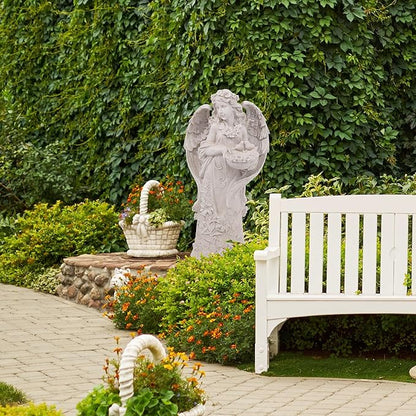 Hanna Roberts Outdoor Statues Angel Décor Garden Statue,23.5" H Angel Statue, Resin Angel with Bird Figurine,Gifts for Women and Men,Outdoor Garden Decor Ornaments for Outside (White)