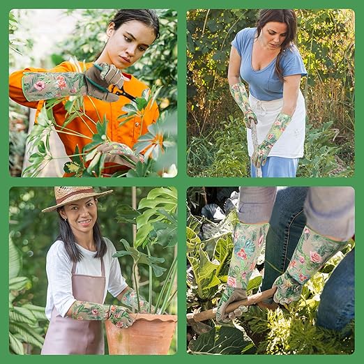 HLDD HANDLANDY Long Gardening Gloves, Thorn Proof Rose Pruning Gloves for Men & Women, Heavy Duty Garden Gloves for Cactus & Blackberry, Great Gift for Gardeners