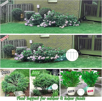 8 Pack Half Round Plant Support Stakes Sets - Strong Plant Support, Versatile Plant Cages, Durable Plant Stakes, Plant Support Rings for Indoor and Outdoor Plants, Such as Peonies, Hydrangeas, Roses