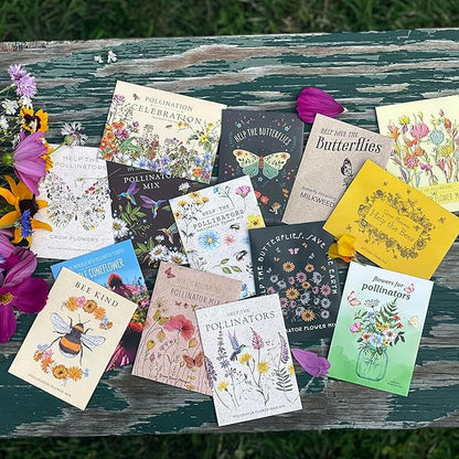 Bentley Wildflower Pollinator Mix, 25 Non-GMO Packets for Garden Planting, Non-Coated Flower Seeds to Grow Plants and Help Bees, Beautiful Gift