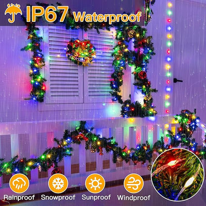 Ollny Christmas Lights Warm and Multicolor, 600LED 197FT Christmas Tree Lights IP67 Waterproof, Plug in Fairy Light with Remote 11 Modes Timer, Xmas Light for Outdoor Indoor House Holiday