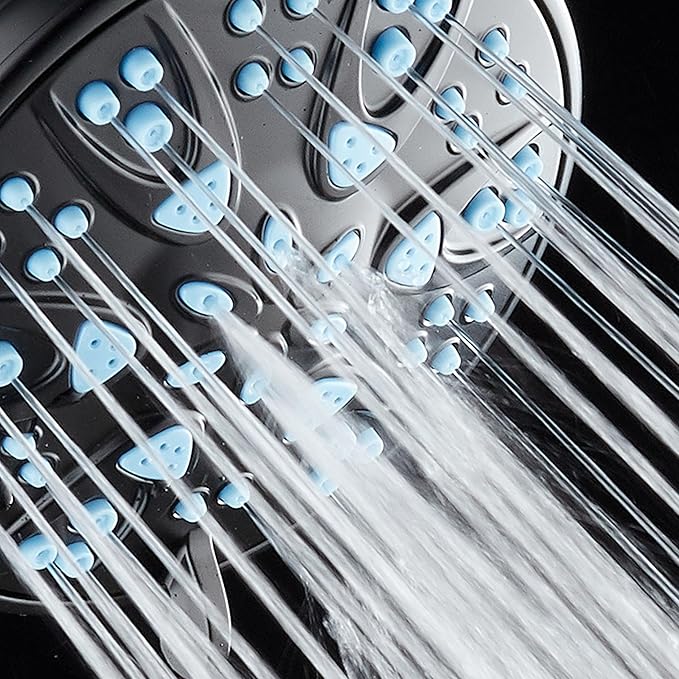 AquaDance Antimicrobial/Anti-Clog High-Pressure 6-Setting Hand with with Microban Nozzle Protection from Growth of Mold, Mildew & Bacteria for Stronger Shower! Aqua Blue Jets – 1.8 GPM