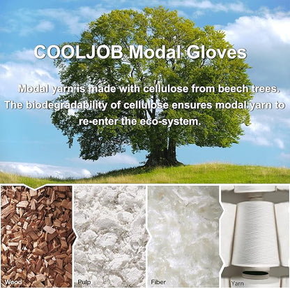 COOLJOB 2 Pairs Breathable Gardening Gloves for Women Large, Stretch Soft Modal Base with Non Slip Rubber Coating, Palm Dipped Grip Work for Gardener Worker in Lawn Yard Factory Garden