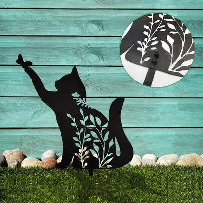 Metal Black Cat Statue - Garden Yard Decoration, Cat Gifts, Outdoor Home Decoration