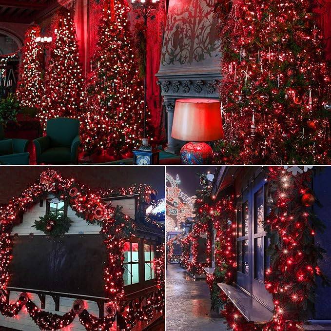 Brizled Red Christmas Lights, 78.74ft 240 LED String Lights, Mini Christmas String Lights Outdoor Connectable, 8 Modes Xmas Light Plug in Waterproof for Indoor Xmas Halloween Tree Party Garden Decor