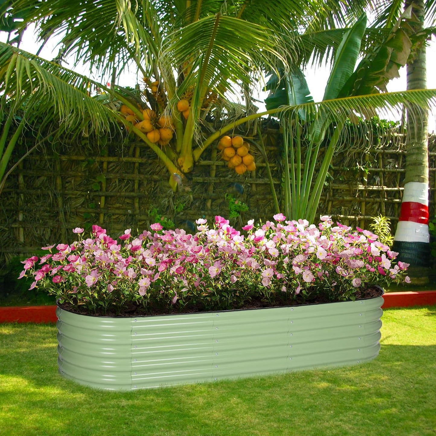 BPS 6-in-1 Metal Raised Garden Bed, 5.5x4 FT Galvanized Planter Raised Beds for Vegetables, Flowers 17'' Extra Tall