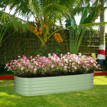 BPS 6-in-1 Metal Raised Garden Bed, 5.5x4 FT Galvanized Planter Raised Beds for Vegetables, Flowers 17'' Extra Tall