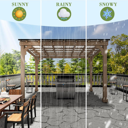 MUPATER 10 x 12 FT Wooden Grill Gazebo with Sloping Metal roof, Heavy Duty 5.5'' Post, Grill Gazebo Canopy Suitable for Full Size Grills, BBQ Canopy for Outdoor Patio, Lawn, Garden, Brown