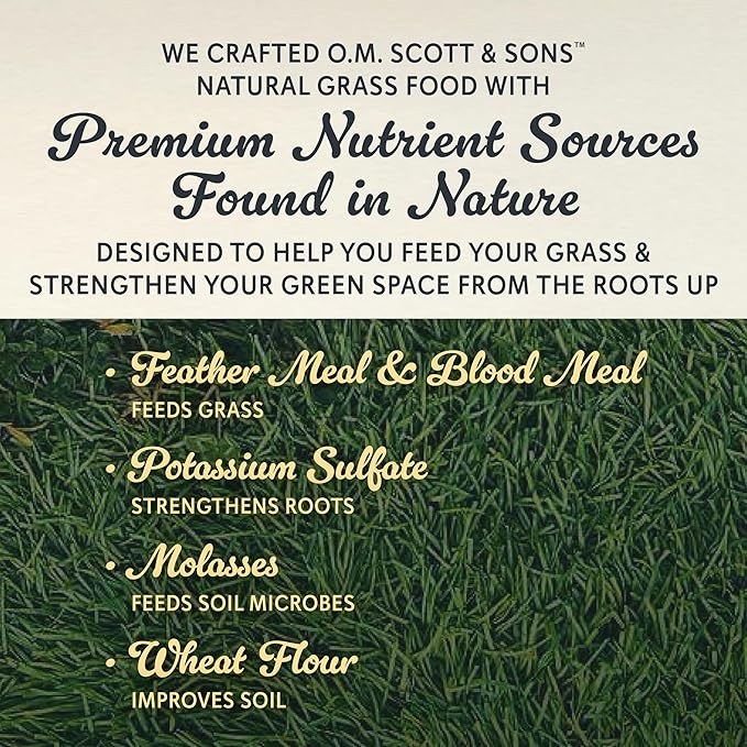 O.M. Scott and Sons Natural Grass Food, Food for Lawns, Fertilizes for up to 10 Weeks, Covers up to 2,000 sq. ft., 12.72 lbs.