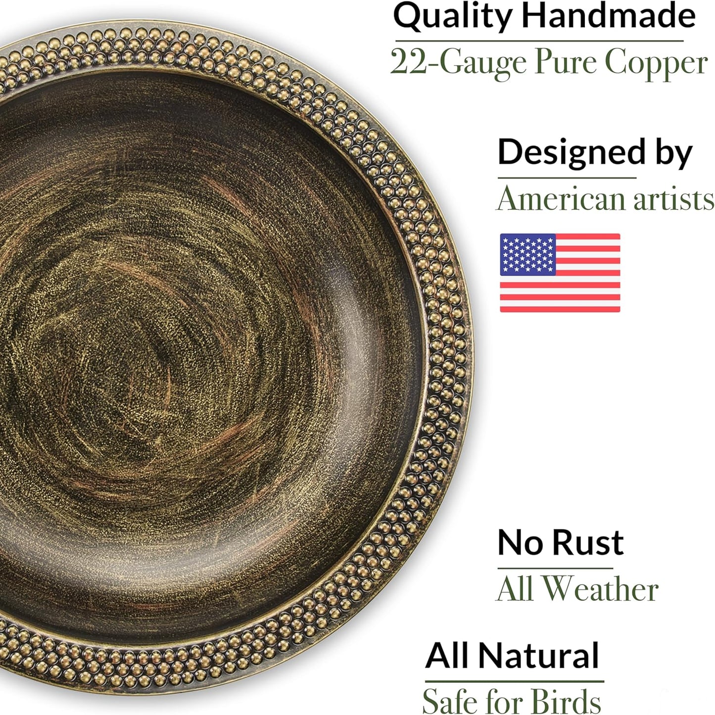 Good Directions Aged Brass Beaded Hanging Bird Bath, Small 13" Diameter