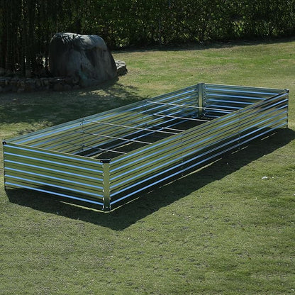12x4x1.5ft Galvanized Raised Garden Bed,Outdoor Planter Box Metal Patio Kit Planting Bed for Vegetables Flowers Herb,Silver