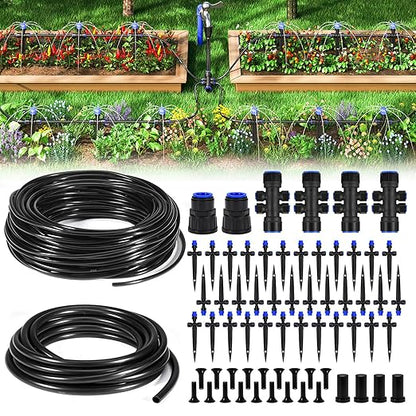 HIRALIY 210FT Drip Irrigation Kits for Plants, New Quick Connector Garden Watering System, Saving Water Automatic Irrigation Equipment for Patio Lawn