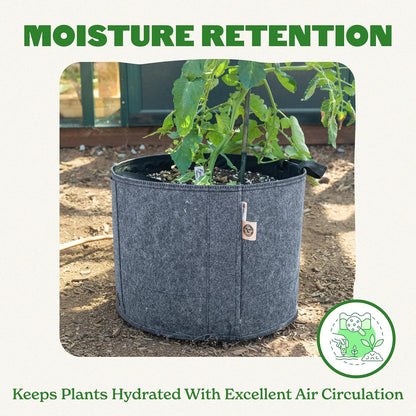 Epic Gardening 5 Pack 15 Gallon Grow Bags with Handles (Unlined) - Heavy Duty Fabric Pots for Vegetables, Herbs & Flowers - Breathable Cloth Planters for Indoor & Outdoor Gardening, Moisture Retaining