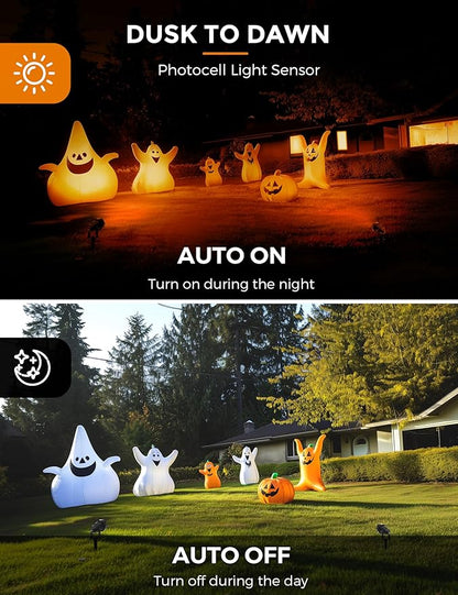 LOHAS Landscape Orange Halloween Spot Lights Outdoor, 10W Dusk to Dawn Sensor LED Spotlights for Yard, IP66 Waterproof Pathway Outside Lights, 9.84-ft Cord, Orange Lawn Decor Lamp, UL Listed,2 Pack
