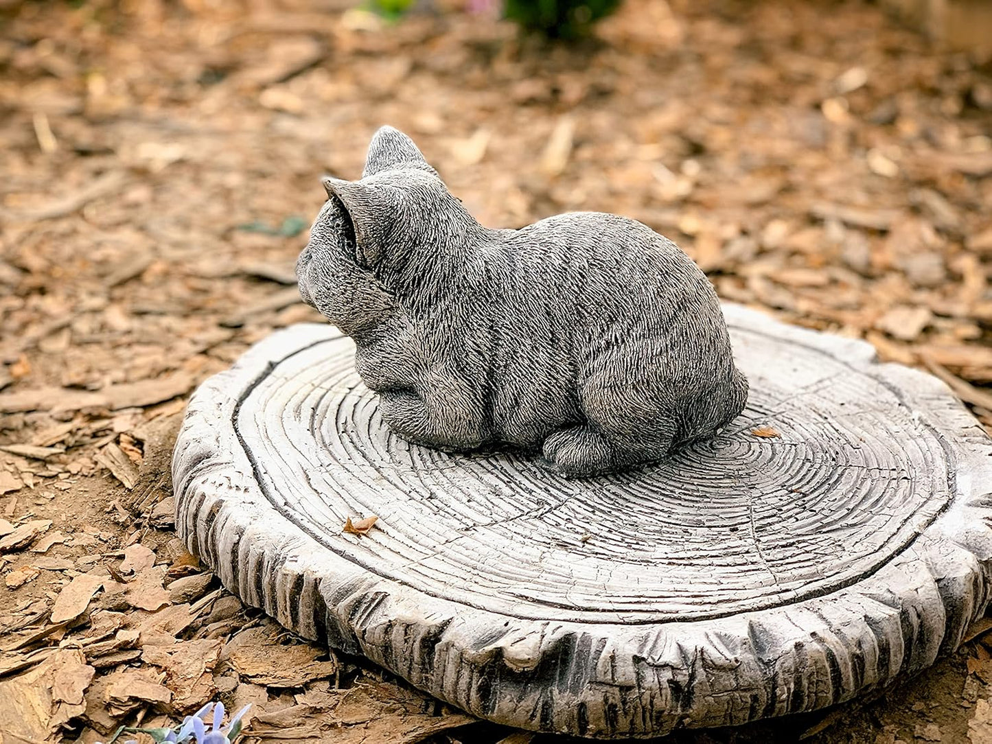 OLOMA Little KITTY19 lb. Cat Statue, Concrete Pet Statues, Concrete Statues of Cats, Garden Cats, Animal Memorial Marker, Painted Kitten Nappy Cat Statue Kitty Figurine, Gray