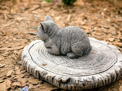 OLOMA Little KITTY19 lb. Cat Statue, Concrete Pet Statues, Concrete Statues of Cats, Garden Cats, Animal Memorial Marker, Painted Kitten Nappy Cat Statue Kitty Figurine, Gray