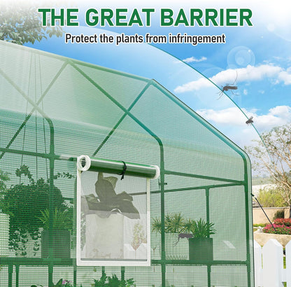 SPECILITE 56×85×77Inch Walk-in Greenhouse, Heavy Duty Small Plant House with Thicken PE Cover and Steel Frame, for Garden, Outdoors, Indoors, Green