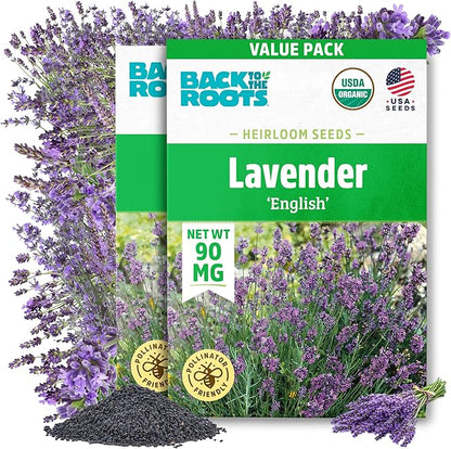 Back to The Roots 100% Organic Heirloom Seeds - Lavender Value Pack (90mg)