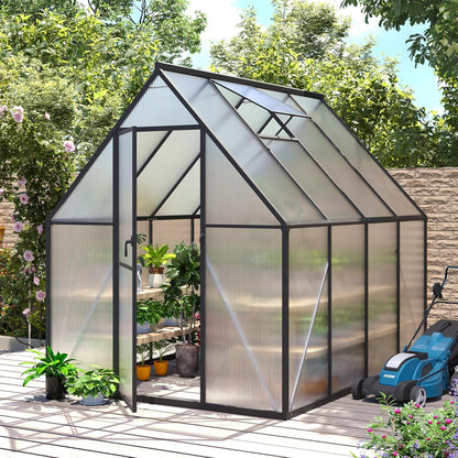 6x8 FT Greenhouse for Outdoors, Polycarbonate Greenhouse with Roof Vent, Enhanced Aluminum Large Walk-in Green House for Garden Backyard