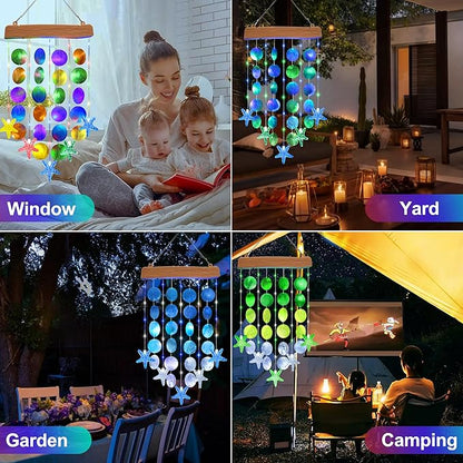 Toodour Solar Wind Chimes for Outside, Birthday Gifts for Women Mom Grandma, Waterproof 2 Modes Shells Solar Powered Outdoor Lights for Patio Holiday Garden Porch Yard Outdoor Decor - Multicolor