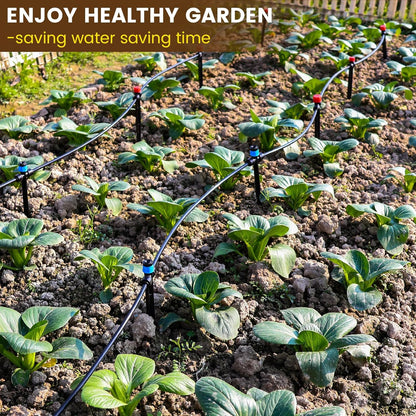 55FT Quick-Connect Drip Irrigation Kit, Garden Watering System DIY Automatic Irrigation Equipment Set for Lawn Raised Bed Greenhouse Plant Watering with 1/4'' Tubing, Drip Emitters, Connectors