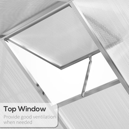 Outsunny 8' x 6' Greenhouse for Outdoors, Polycarbonate Greenhouse with Rain Gutter and Roof Vent, Aluminum Walk-in Green Houses for Outside Patio Backyard Garden