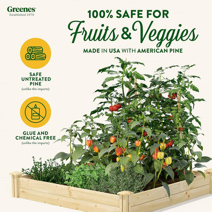 Greenes Fence Original Pine Raised Garden Bed, 4' x 4' x 7" (2-Pack) - Made in USA with American Pine