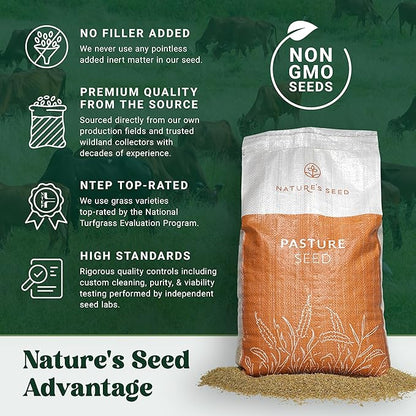 Nature's Seed Northern/Transitional Dairy Cow and Cattle Forage Mix, Pasture Grass Seed Blend, Protein-Rich, Cold-Hardy, 10 lbs