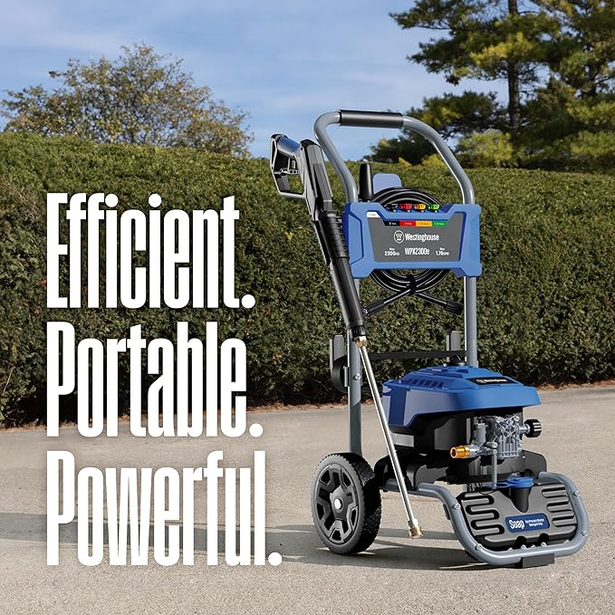 Westinghouse WPX2300e Electric Pressure Washer, 2300 Max PSI and 1.76 Max GPM, Induction Motor, Onboard Soap Tank, Spray Gun and Wand, 5 Nozzle Set, for Cars/Fences/Driveways/Homes/Patios/Furniture