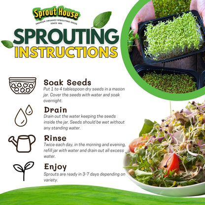 The Sprout House Variety Sample Pack -1.5 LBS of 12 Different Sprouting Seeds - Certified Organic and Non GMO - Includes 2oz of Each