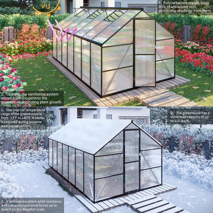 8x8 FT Greenhouse for Outdoors,Green House for Outside,Dark Gray