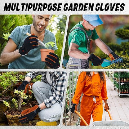 HLDD HANDLANDY 2 Pairs Leather Work Gloves for Men & Women – Cowhide Gardening Gloves, Thorn Proof, Cotton Lined, for Tig/Mig Welding, Construction, Chainsaw, Farm, Landscaping