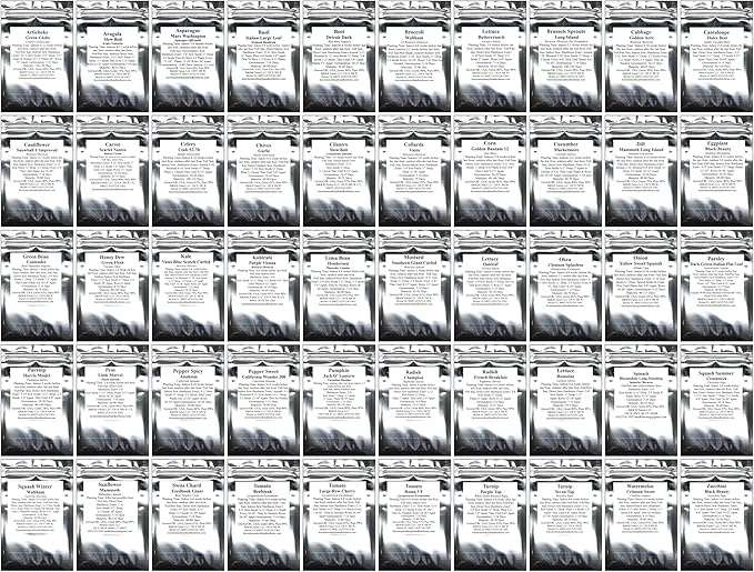 Survival Seed Vault: 50 Varieties, 50,000+ Non-GMO Heirloom Seeds - 5+ Year Supply in Secure Bucket + Growing Guide by B&KM Farms (1)