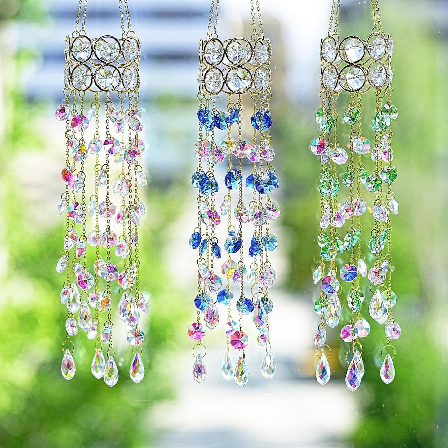 HDCRYSTALGIFTS 2 Pack Crystal Suncatchers for Window Hanging, Rainbow Maker Crystal Prism Sun Catcher Indoor Window Outdoor Home Garden Decor Retirement Gift