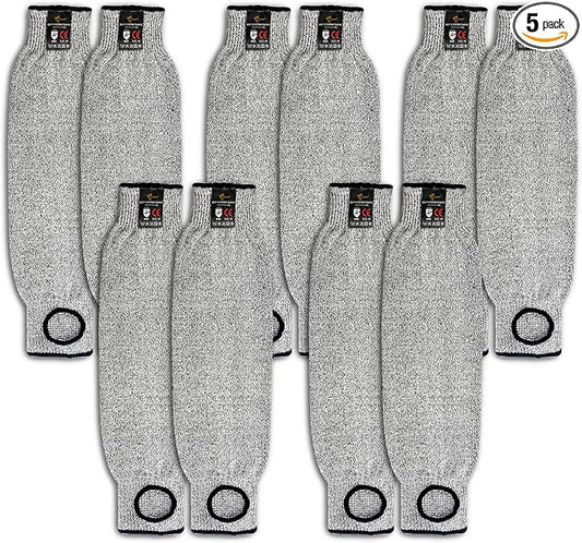 Evridwear Protective Arm Sleeves Cut Resistant Farmers Sleeves for Men Work, Gardening, Farming, Arm Protectors for Thin Skin and Bruising (Extra Large, With Thumb Hole) 5 Pairs