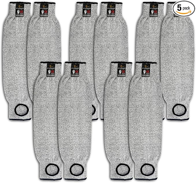 Evridwear Protective Arm Sleeves Cut Resistant Farmers Sleeves for Men Work, Gardening, Farming, Arm Protectors for Thin Skin and Bruising (Small, With Thumb Hole) 5 Pairs