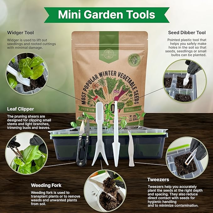 Organo Republic 30 Most Popular Winter Vegetable Garden Seeds Variety Pack- Outdoors/Indoor 33,200+ Non-GMO Heirloom Veggie Seeds Broccoli Beet Carrot Cabbage Chives Lettuce Radish Pea Spinach & More
