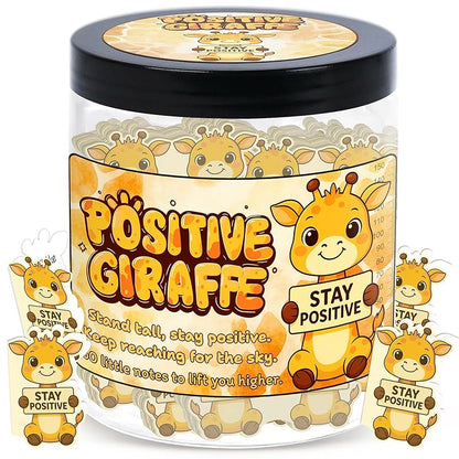 Positive Giraffe Jar With 60 Daily Affirmation Cards - Giraffe Gifts For Women And Giraffe Decor, Emotional Support Gifts And Inspirational Gifts For Women, Birthday Gift For Wife Or Desk Decor