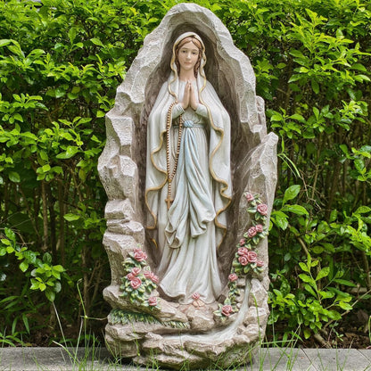 Our Lady of Lourdes Statue - 24 Inches Virgin Mary Statue Outdoor Catholic Garden Decor, Our Lady of Lourdes Grotto Sculpture for Home Yard Patio Lawn Hallway Decor