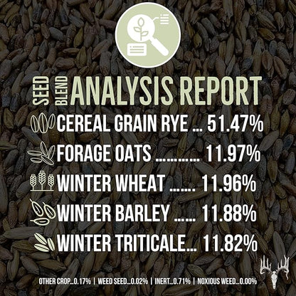 Crooked Bend Last Resort, 25LB Bulk Size, Food Plot Seed for Deer, Mix of Cereal Grain Rye, Wheat, Triticale, Barley, & Oats, Pheasant, Turkey, Dove, Wildlife & Whitetail Hunting Foodplots & Pasture