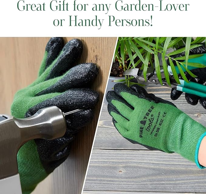 Pine Tree Tools Bamboo Gardening Gloves – Rubber Coated, Touchscreen Friendly, Breathable & Lightweight – for Men & Women