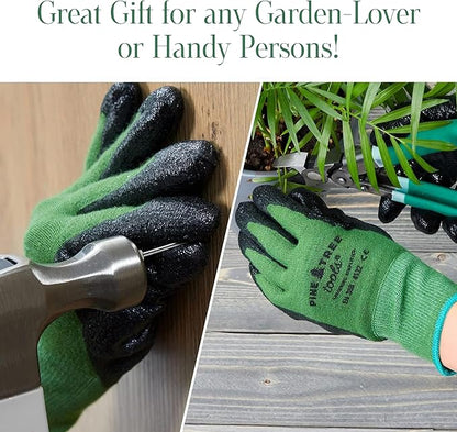 Pine Tree Tools Bamboo Gardening Gloves – Rubber Coated, Touchscreen Friendly, Breathable & Lightweight – for Men & Women