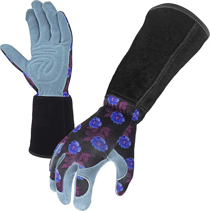 SKYDEER Women's Gardening Gloves - Genuine Deerskin Suede, Ultra-Soft Padded, Comfort Fit for Outdoor Work (SD6613LL/M)