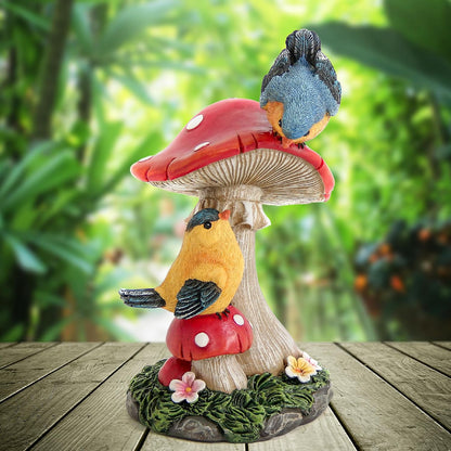 Leekung Bird Garden Statue for Outdoor Decorations,Bird Figurines Mushroom Statue for Garden Decor,Birds Decoration for Garden Patio Yard Lawn Home Shelf Decor Accent,Birds Gifts for Mom