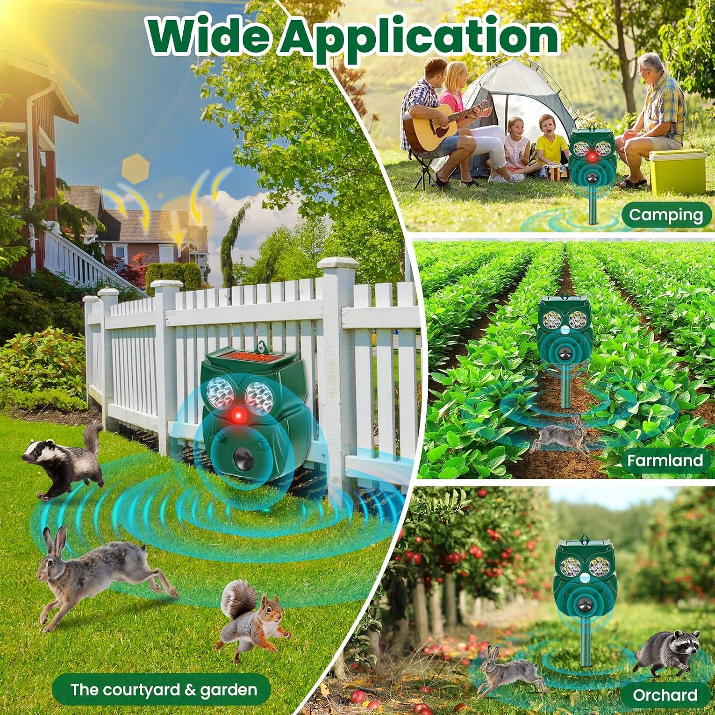 Solar Ultrasonic Animal Repellent Outdoor, 4Pack Waterproof Deer Repellent Devices with RIP Motion Sensor, Cat Repellent with LED Flashing Lights, Raccoons, Skunks, Rabbits Deer Deterrent Outdoor