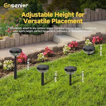 Ensenior Color Changing Solar Lights Outdoor, Auto ON/Off 6500K White Light & RGB LED Solar Garden Lights for Pathway, Yard, Patio, Waterproof, Energy-Efficient Landscape Lighting, 8-Pack