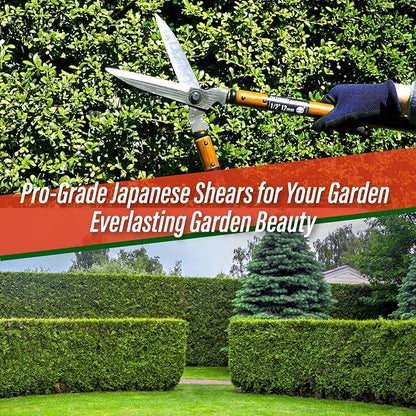 SUIZAN Hedge Shears 21.3" - Professional Japanese Garden Clippers for Precise Trimming Gardening Tools