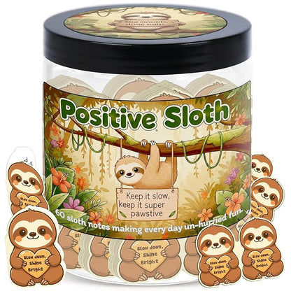 Positive Sloth Jar With 60 Affirmation Cards – Sloth Gifts For Women, Emotional Support Sloth For Stress Relief, Sloth Birthday Decorations, Graduation Sloth Teacher Gifts