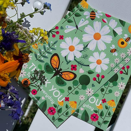 Bentley Seed Co. Thank You Packet - Pollinator Flower Mix - 25 Seed Packets - Perfect Eco-Friendly Thank You Gift - Non GMO Seeds, Green